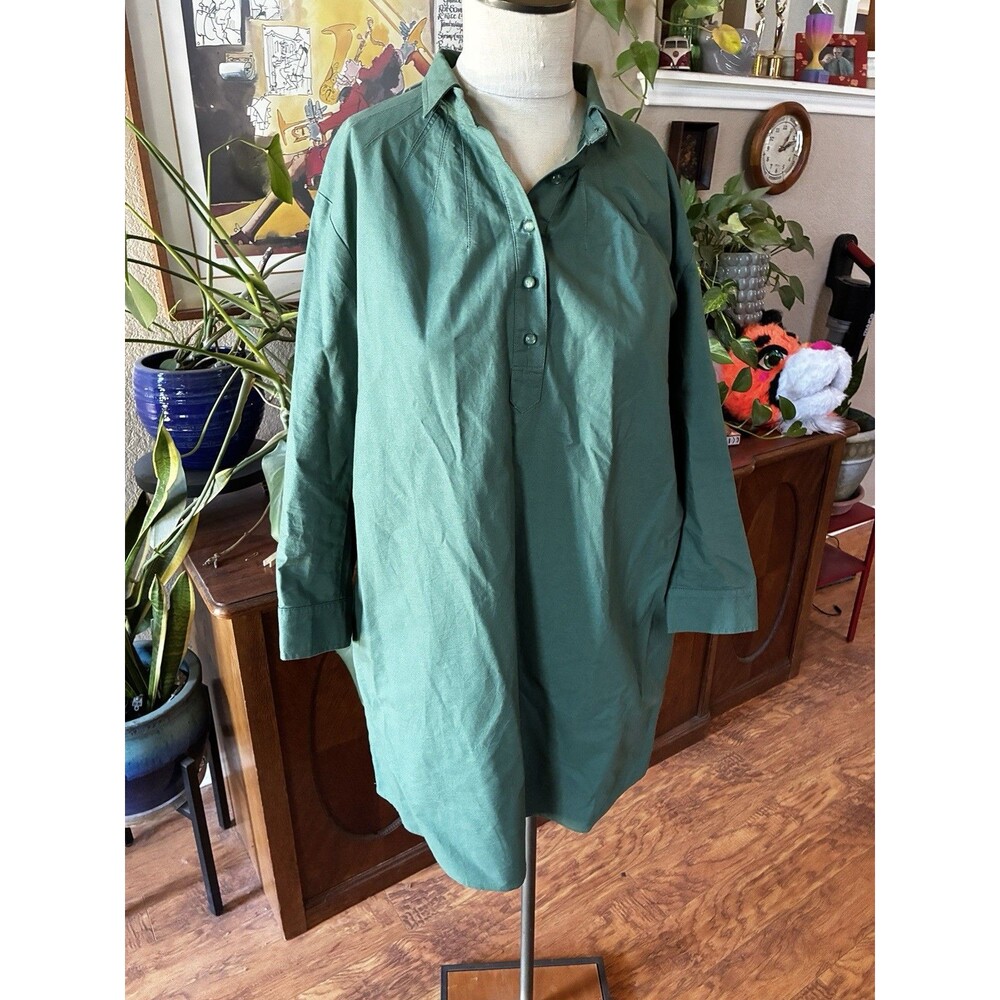 Tuckernuck Pomander Place Polly Dress Green 100% Cotton Shirt Dress XS